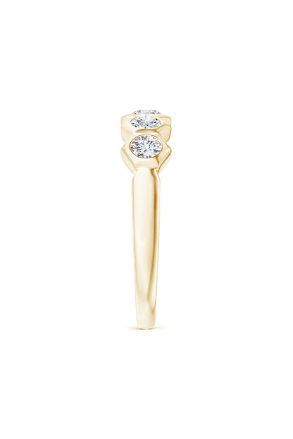 Buy Indochine 14k Hexagon 5-DiamondStacking Ring in 14K Yellow Gold Online 14K Yellow Gold