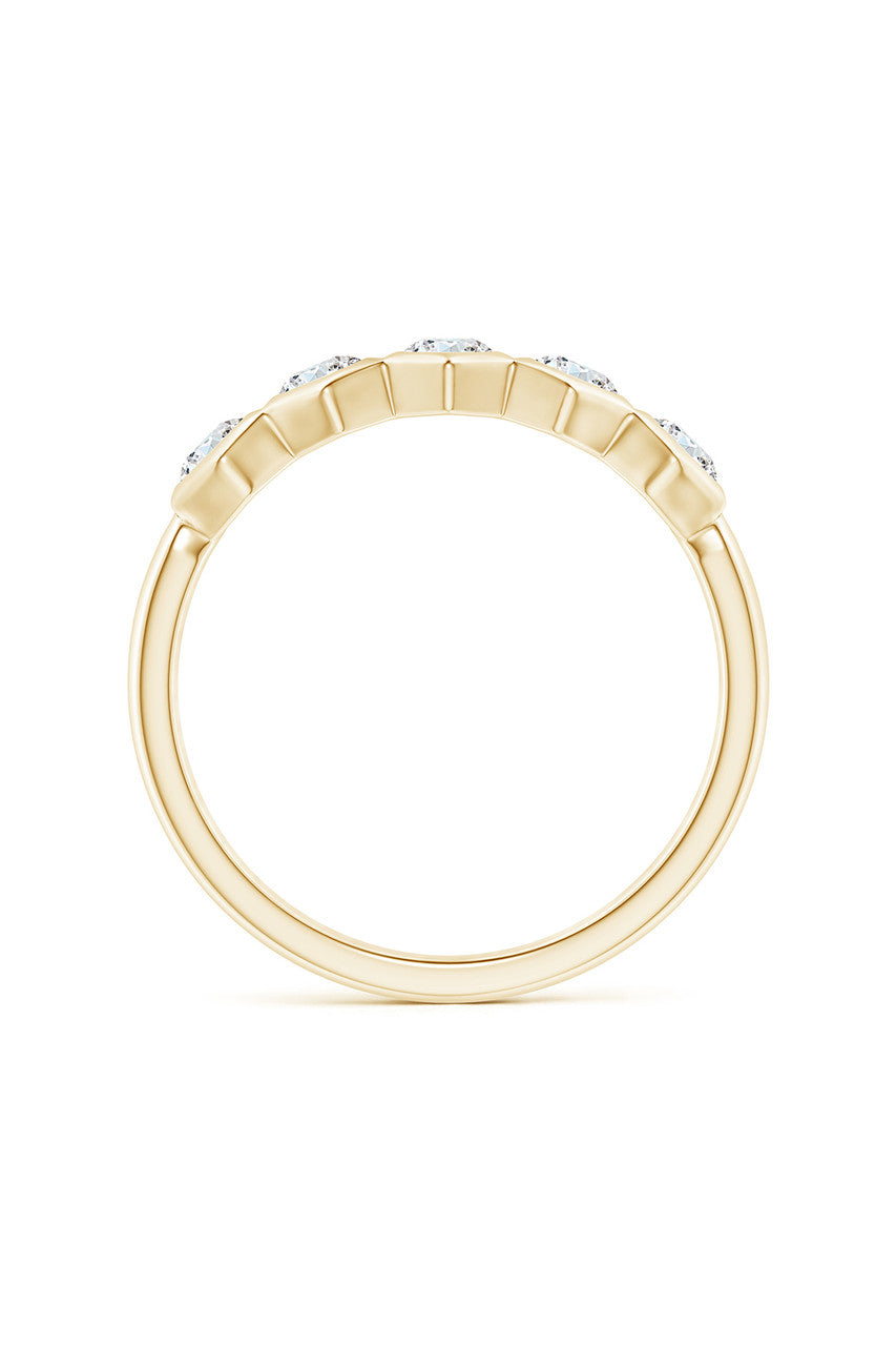 Buy Indochine 14k Hexagon 5-DiamondStacking Ring in 14K Yellow Gold Online 14K Yellow Gold