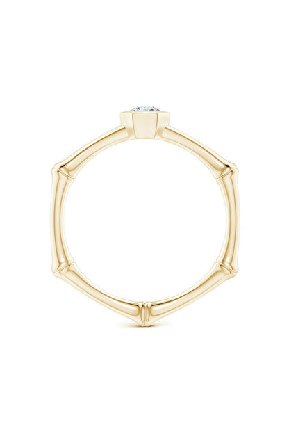 Buy Indochine 14k Hex Frame Diamond Solitaire Bamboo Ring in 14K Yellow Gold Online 14K Yellow Gold