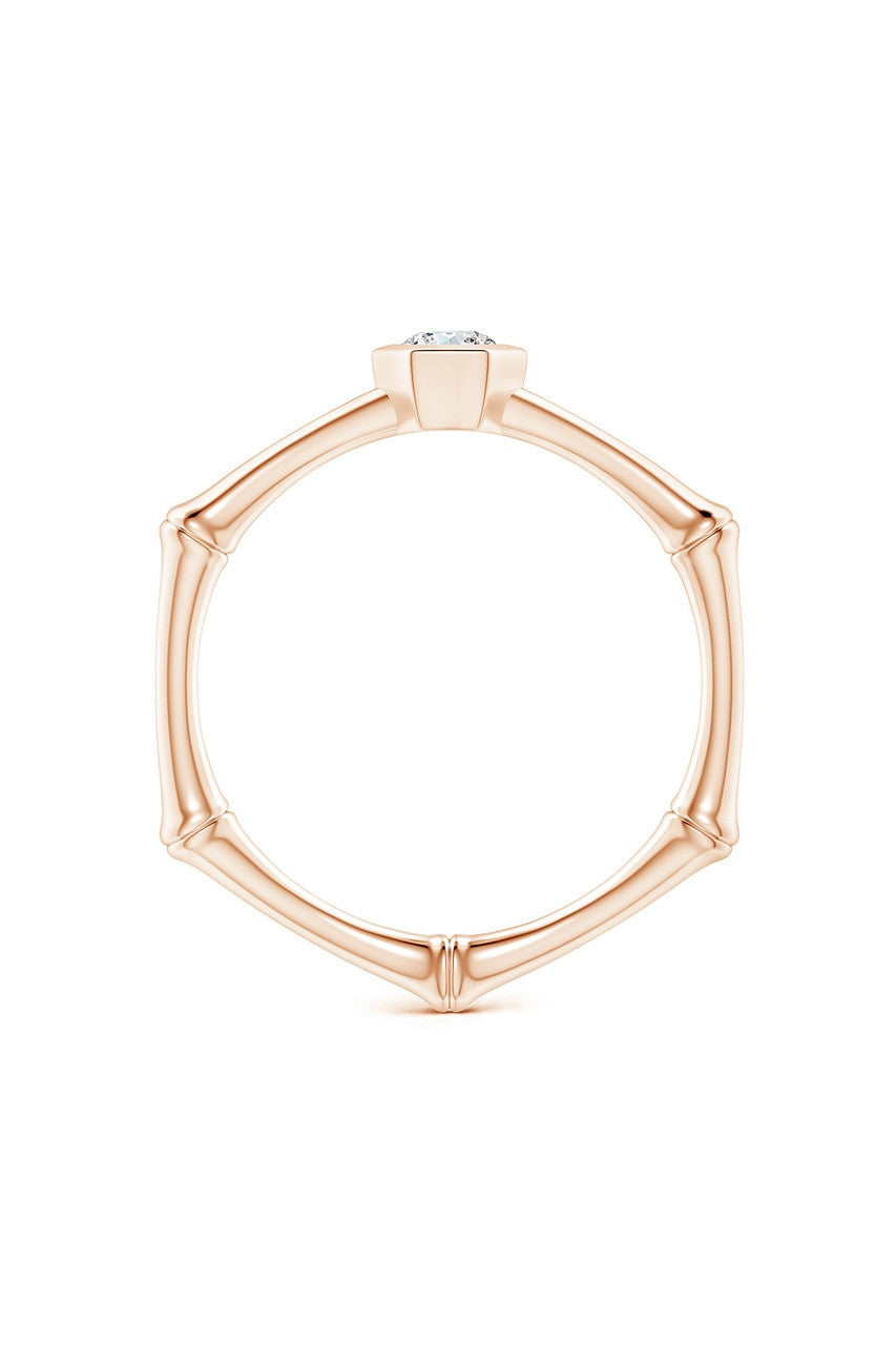 Buy Indochine 14k Hex Frame Diamond Solitaire Bamboo Ring in 14K Rose Gold Online 14K Rose Gold