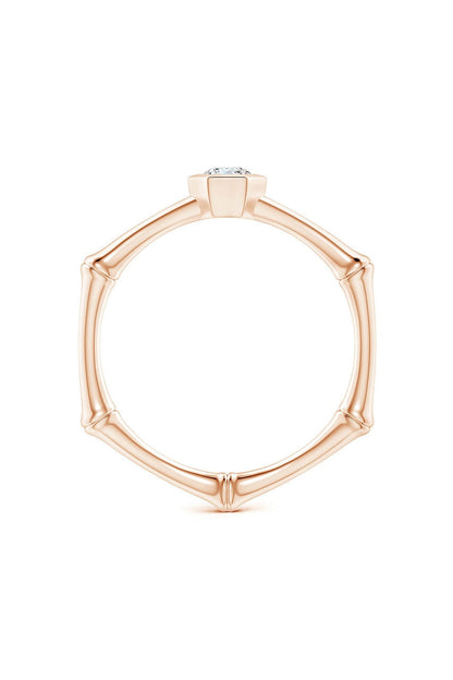 Buy Indochine 14k Hex Frame Diamond Solitaire Bamboo Ring in 14K Rose Gold Online 14K Rose Gold