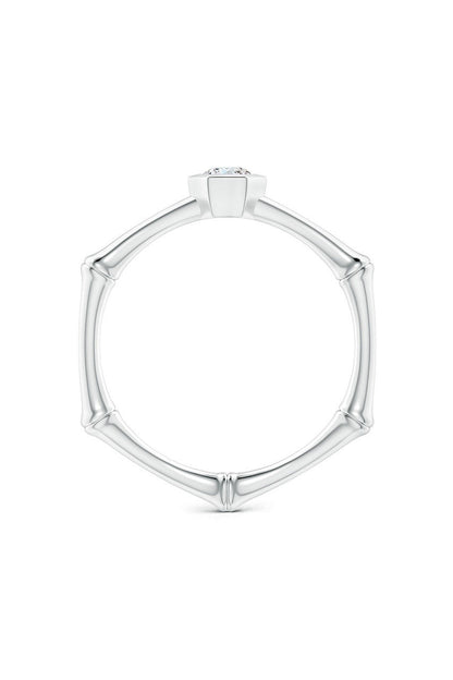 Buy Indochine 14k Hex Frame Diamond Solitaire Bamboo Ring in 14K White Gold Online 14K White Gold