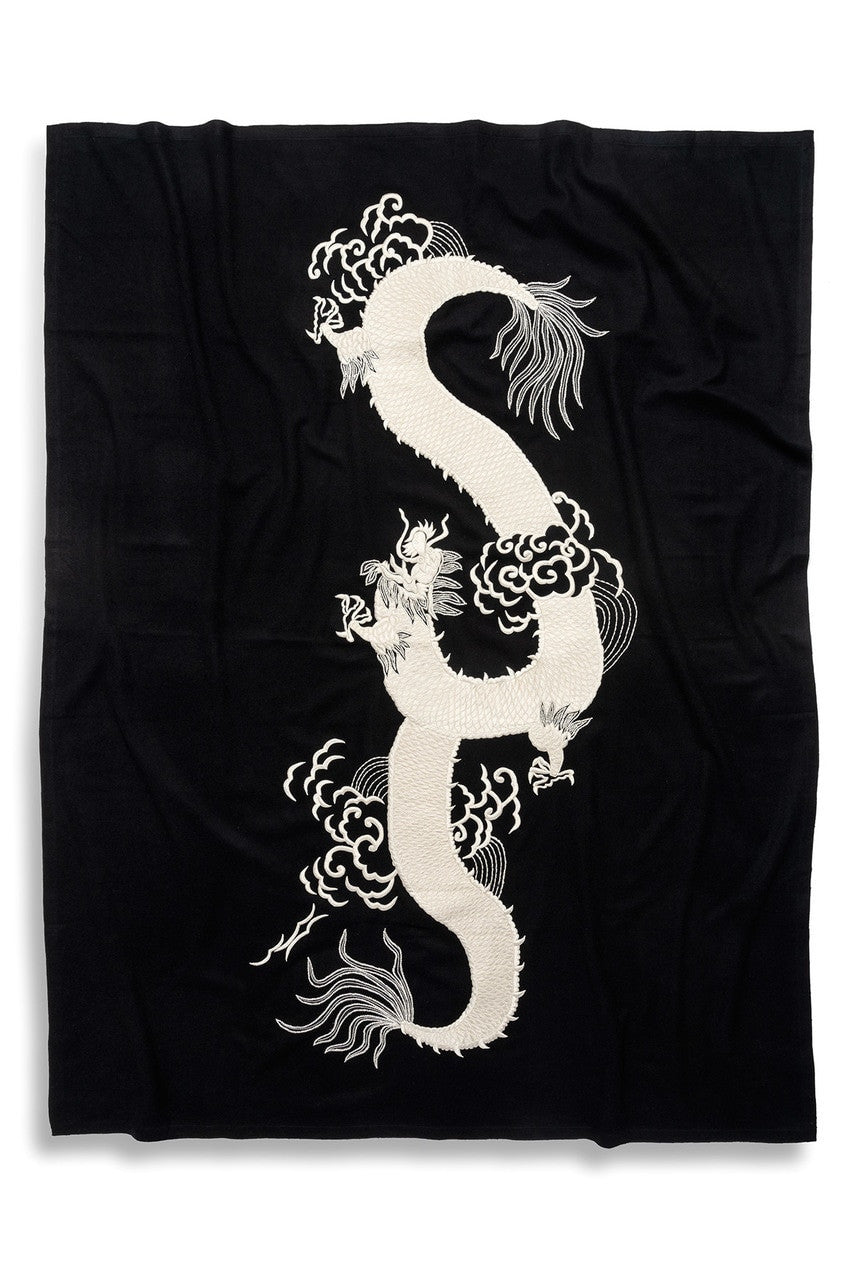 Buy Mayon Dragon Embroidery Throw in Black/Ivory Online Black/Ivory