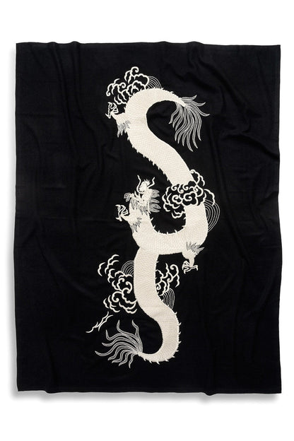 Buy Mayon Dragon Embroidery Throw in Black/Ivory Online Black/Ivory