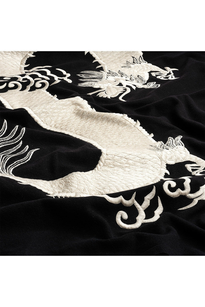 Buy Mayon Dragon Embroidery Throw in Black/Ivory Online Black/Ivory