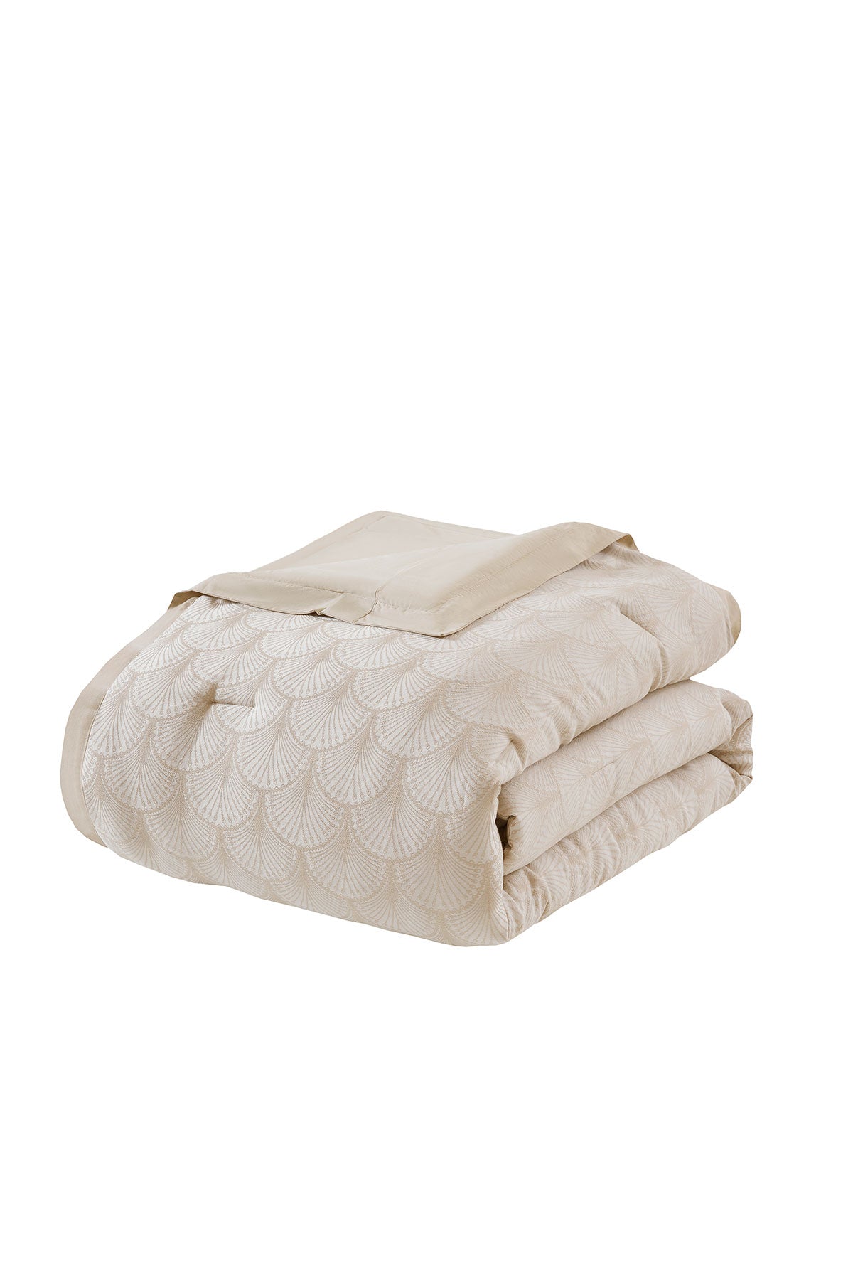 Ogee Fan Jacquard 3 Piece Comforter Mini Set Beige