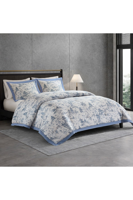 Village Toile 3 Piece Comforter Mini Set French Blue