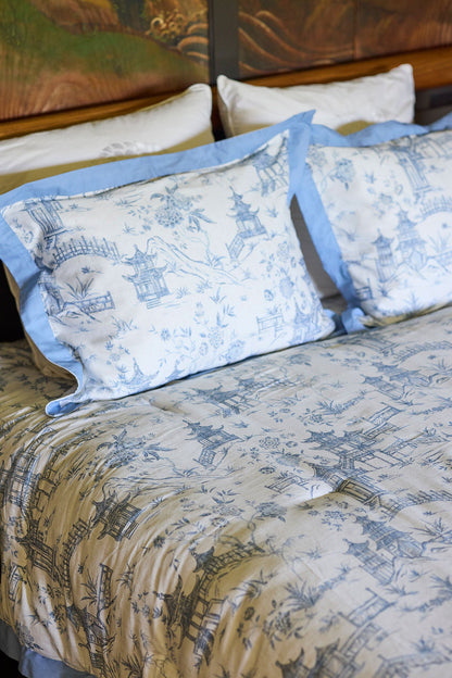Village Toile 3 Piece Comforter Mini Set French Blue
