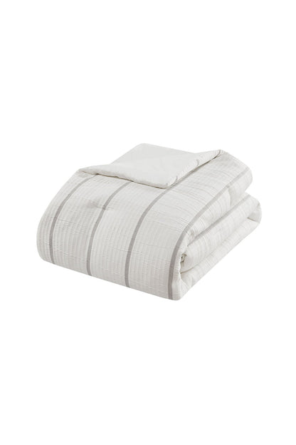 Buy Naru 4 Piece Jacquard Stripe Comforter Mini Set in Ivory/Gray Online Ivory/Gray