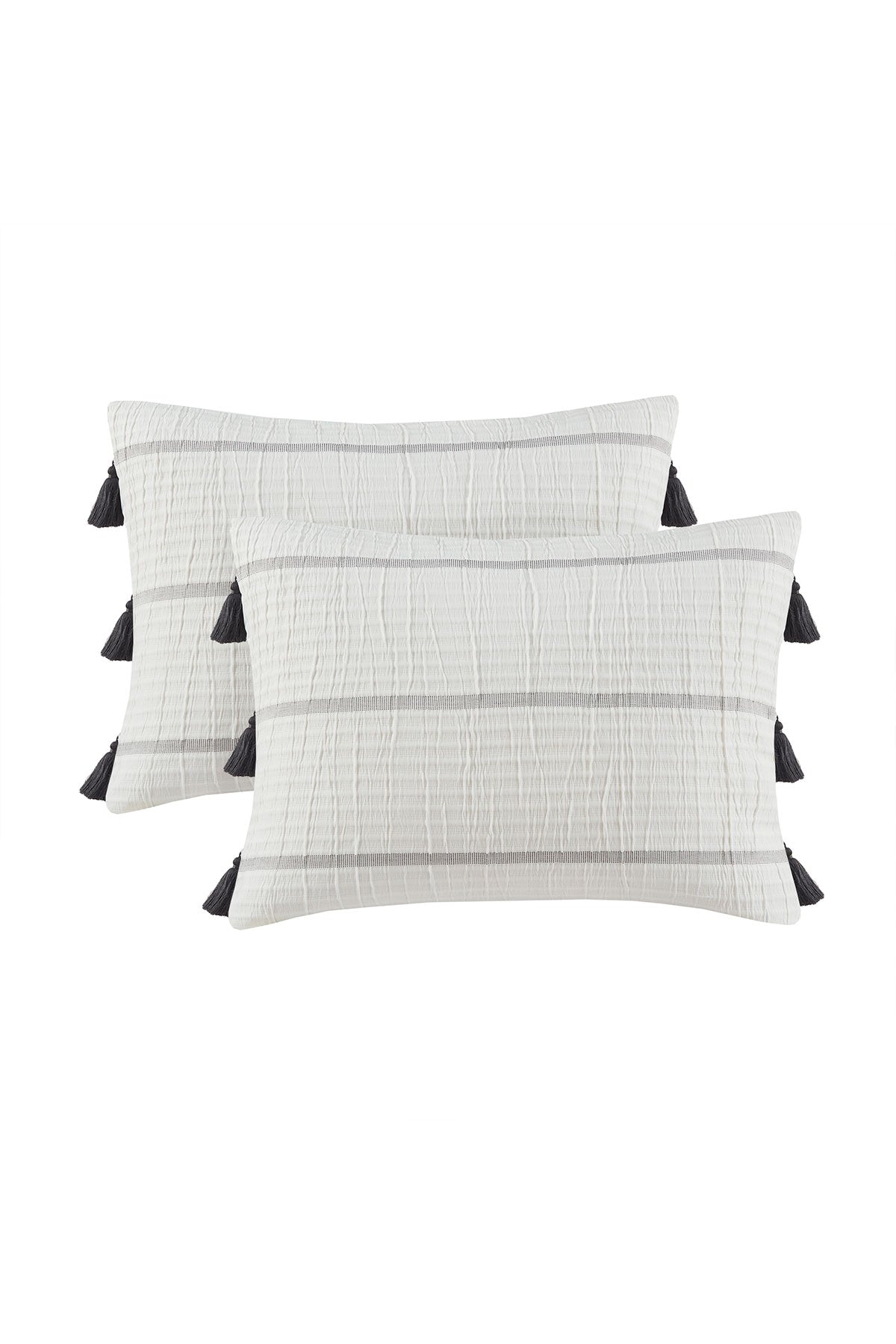 Buy Naru 4 Piece Jacquard Stripe Comforter Mini Set in Ivory/Gray Online Ivory/Gray