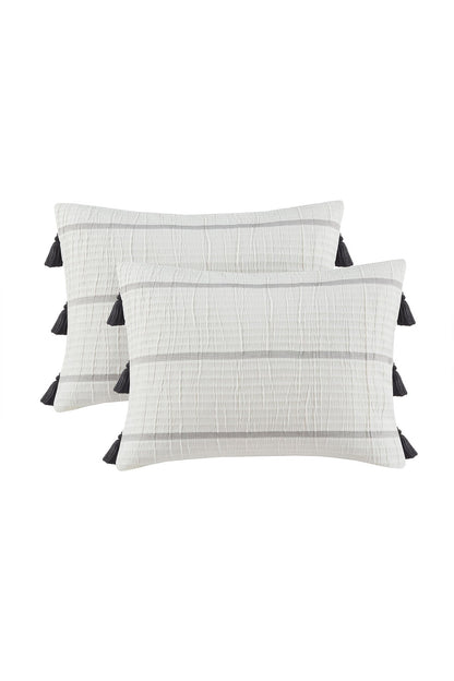 Buy Naru 4 Piece Jacquard Stripe Comforter Mini Set in Ivory/Gray Online Ivory/Gray