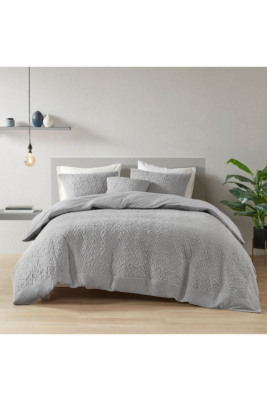 Buy Origami 3 Piece Grey Comforter Mini Set in Grey Online Grey
