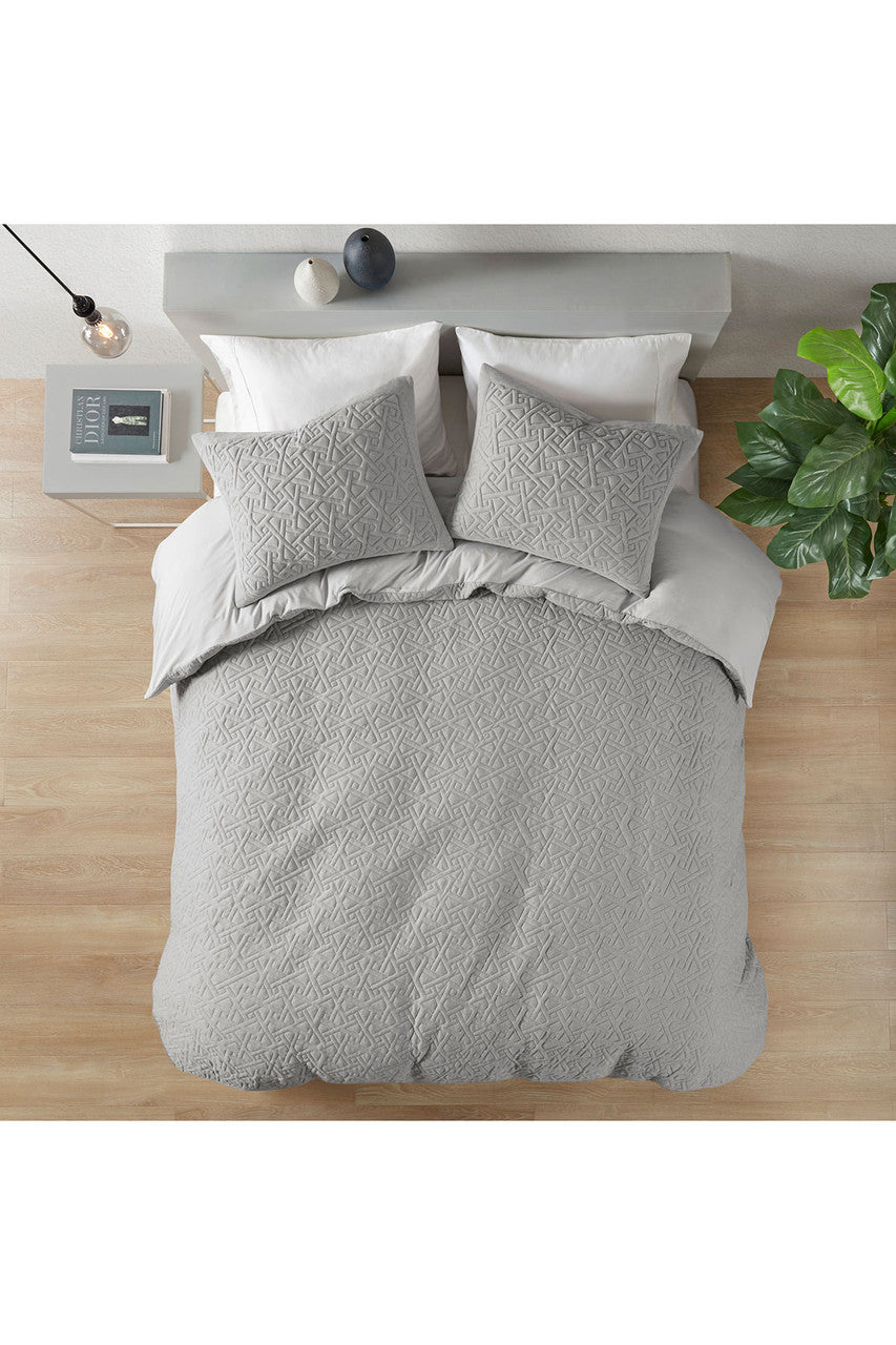 Buy Origami 3 Piece Grey Comforter Mini Set in Grey Online Grey