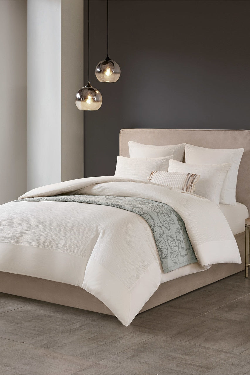 Buy Hanae White Duvet Cover Set in White Online White