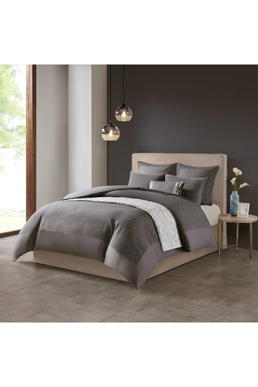Buy Hanae Gray Duvet Cover Set in Gray Online Gray