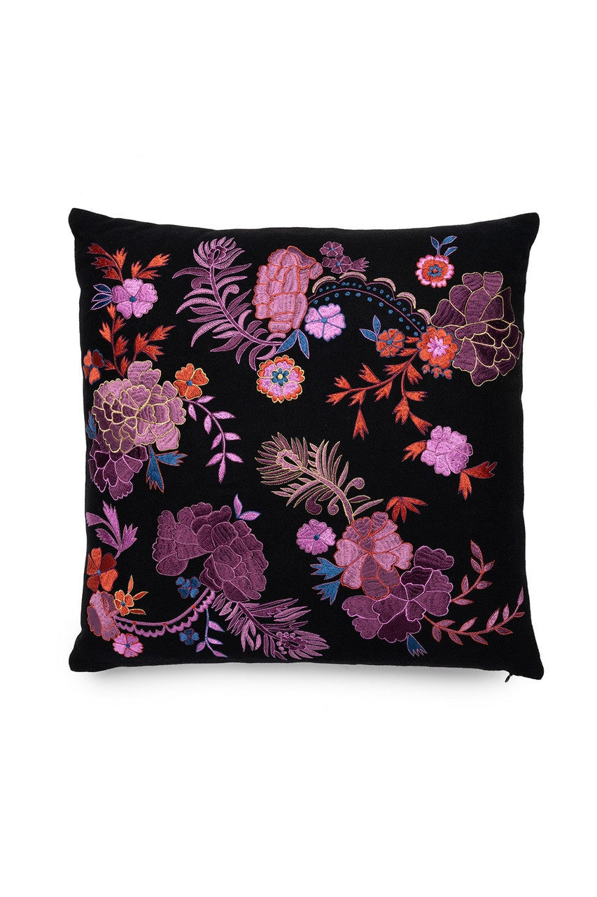 Buy Mayon Bohemian Floral Embroidery Pillow Case in Black/Multi Online Black/Multi