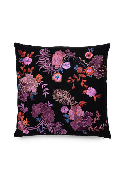 Buy Mayon Bohemian Floral Embroidery Pillow Case in Black/Multi Online Black/Multi