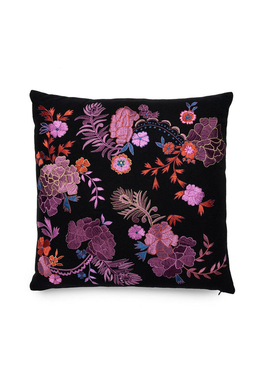 Buy Mayon Bohemian Floral Embroidery Pillow Case in Black/Multi Online Black/Multi