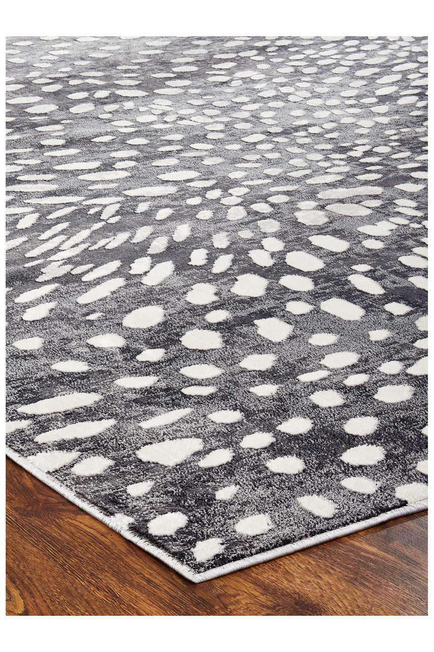 Buy Serengeti- Charcoal Spotted Rug in Grey Online Grey