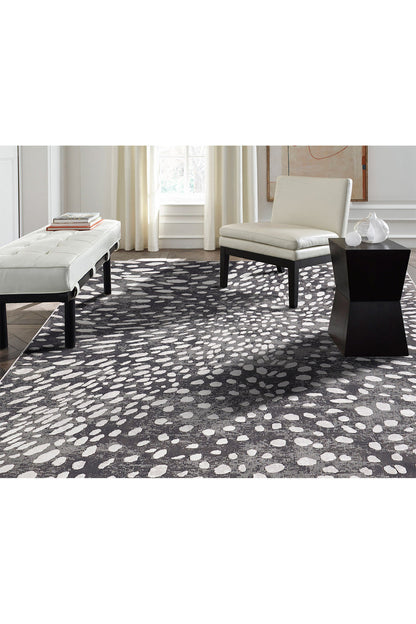 Buy Serengeti- Charcoal Spotted Rug in Grey Online Grey