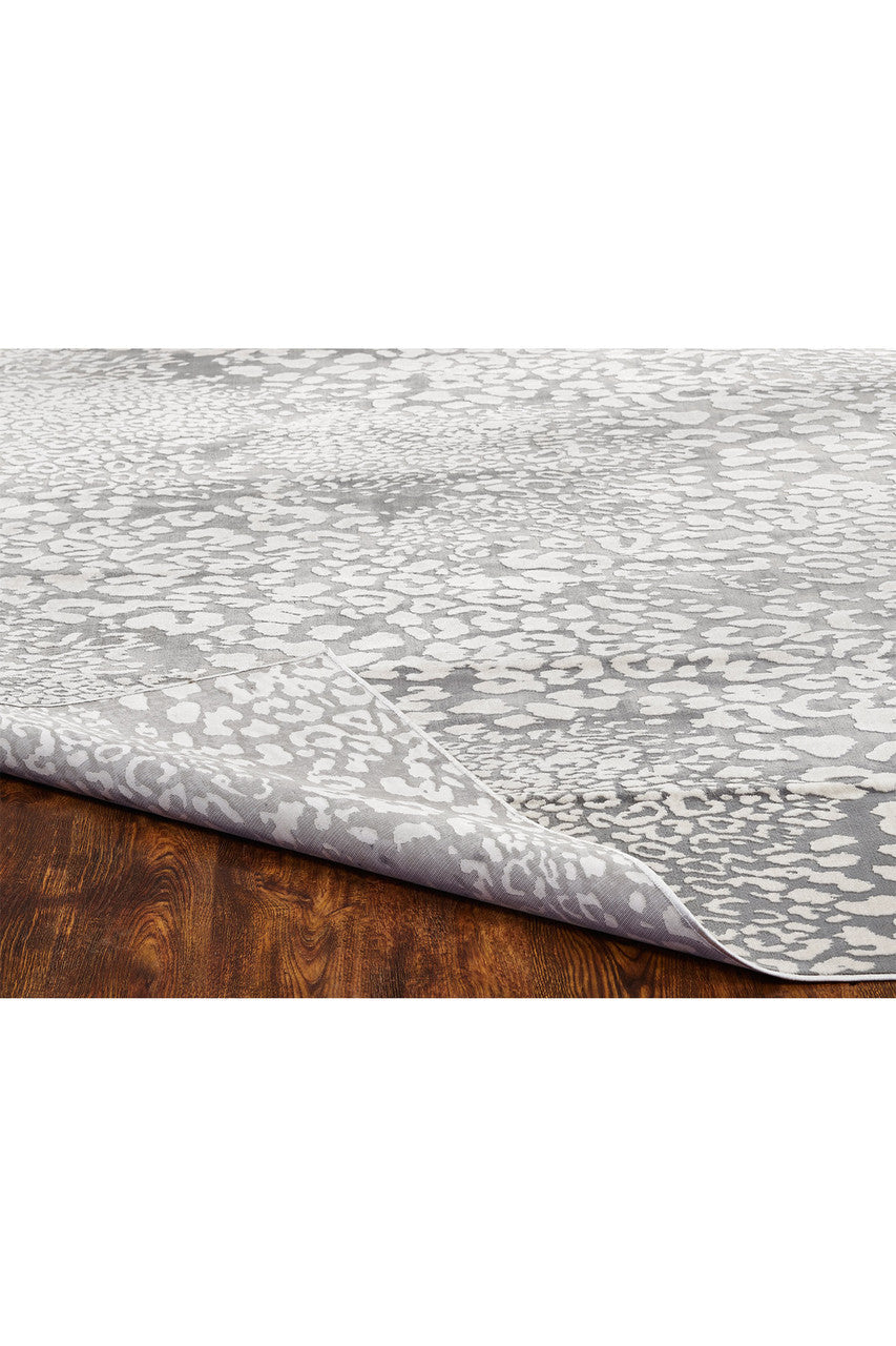 Buy Serengeti- Light Grey Leopard Rug in Grey Online Grey