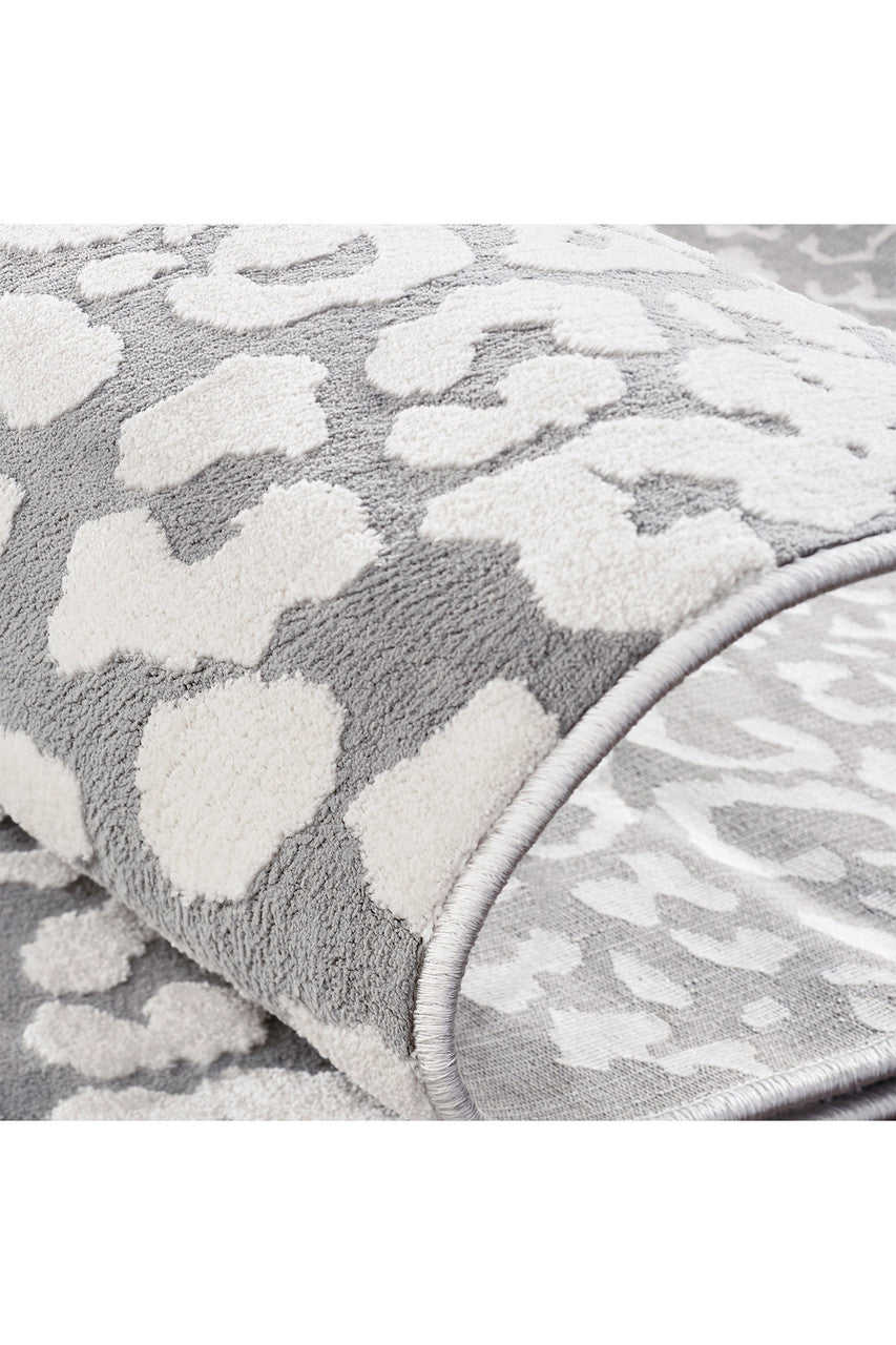 Buy Serengeti- Light Grey Leopard Rug in Grey Online Grey