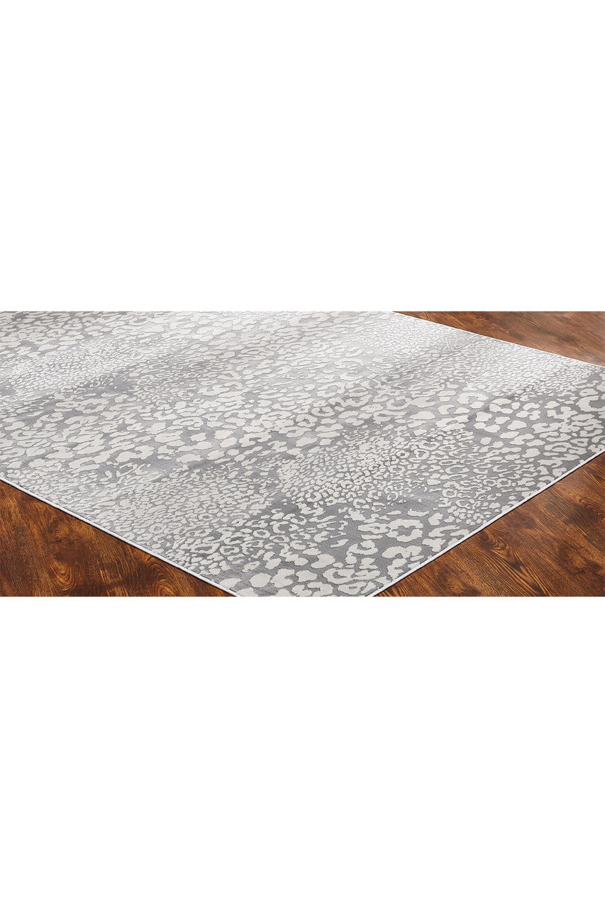 Buy Serengeti- Light Grey Leopard Rug in Grey Online Grey