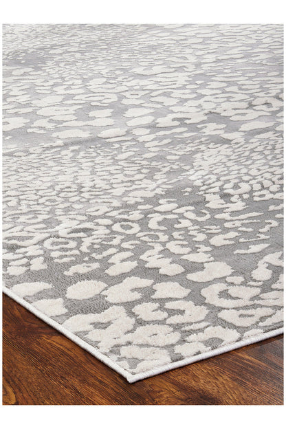 Buy Serengeti- Light Grey Leopard Rug in Grey Online Grey