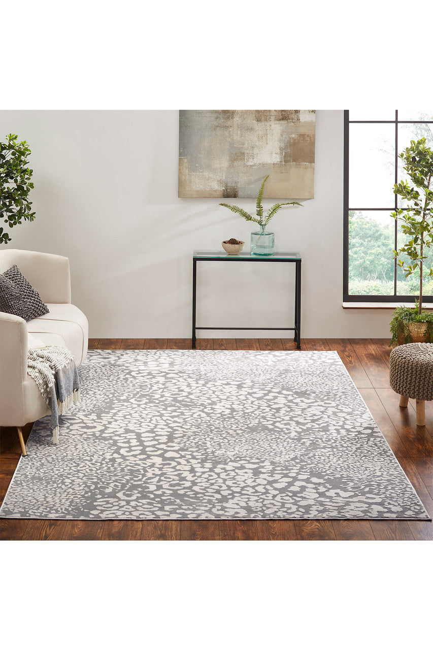 Buy Serengeti- Light Grey Leopard Rug in Grey Online Grey