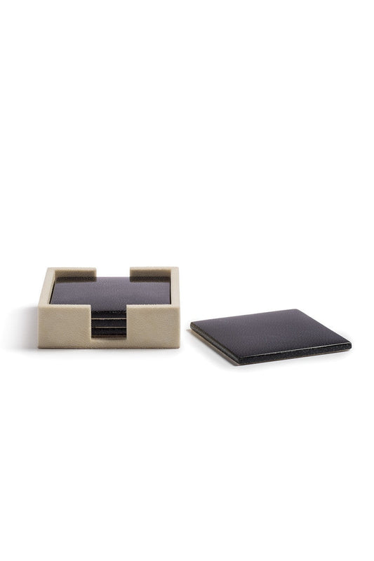 Buy Shagreen Coaster Set in White W/ Black Online White W/ Black