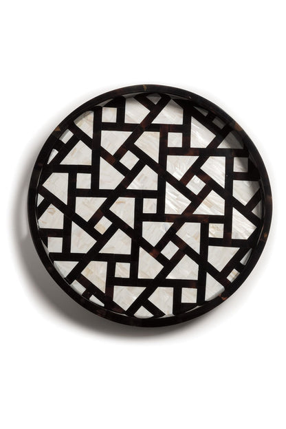 Buy Mindoro Circle Tray in Black & White Online Black & White