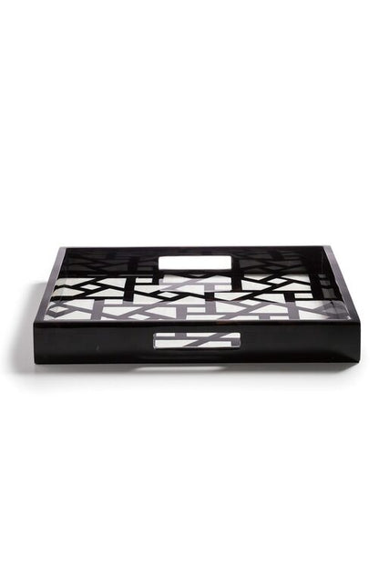 Buy Mindoro Square Tray in Black & White Online Black & White