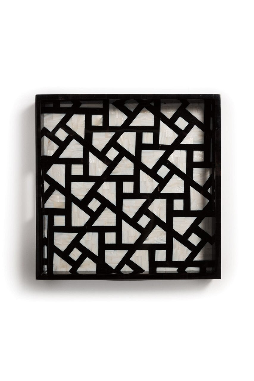 Buy Mindoro Square Tray in Black & White Online Black & White