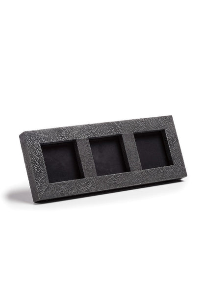 Buy Shagreen Triple Photo Frame in Black Online Black