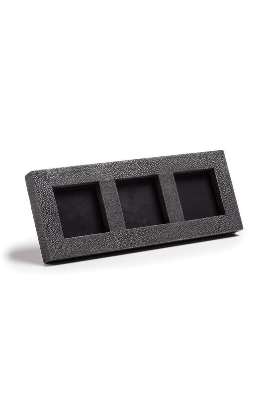 Buy Shagreen Triple Photo Frame in Black Online Black