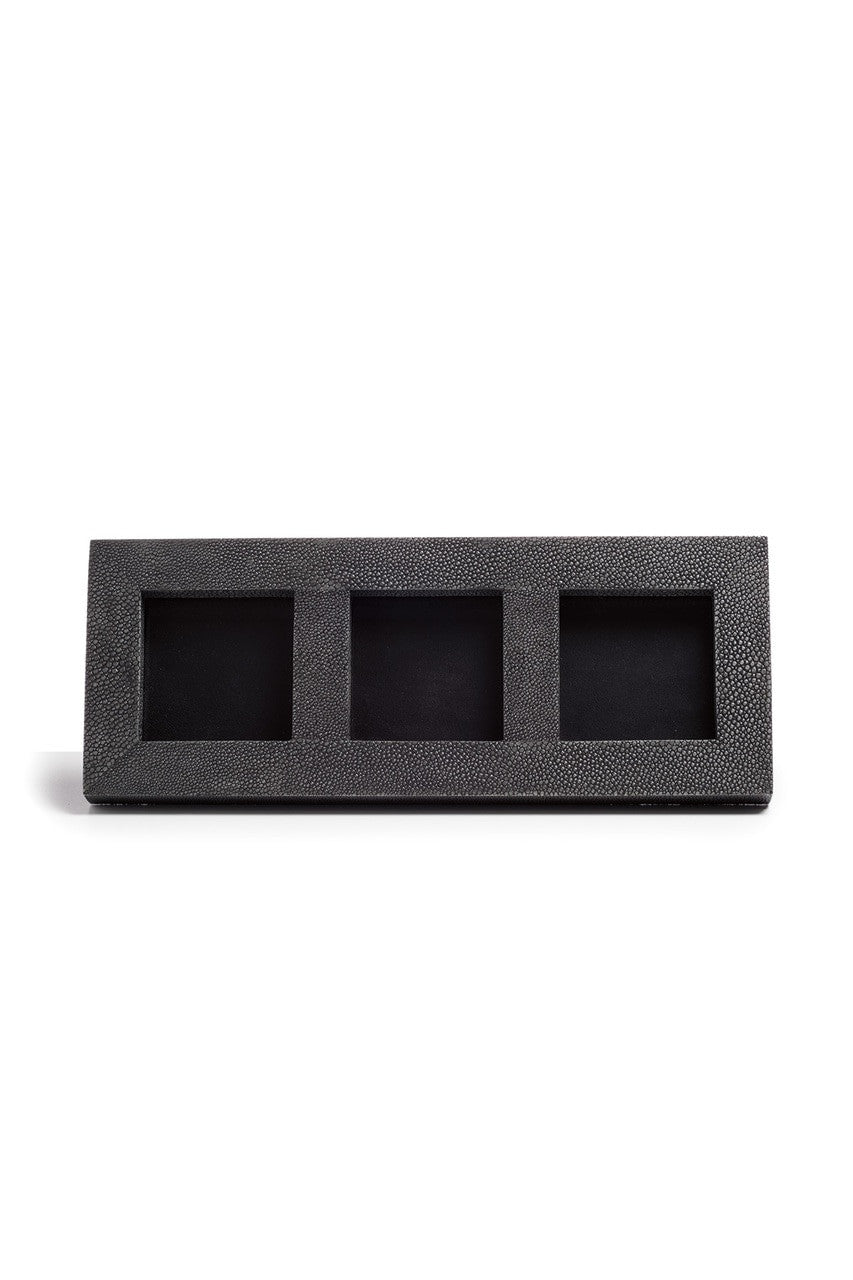 Buy Shagreen Triple Photo Frame in Black Online Black