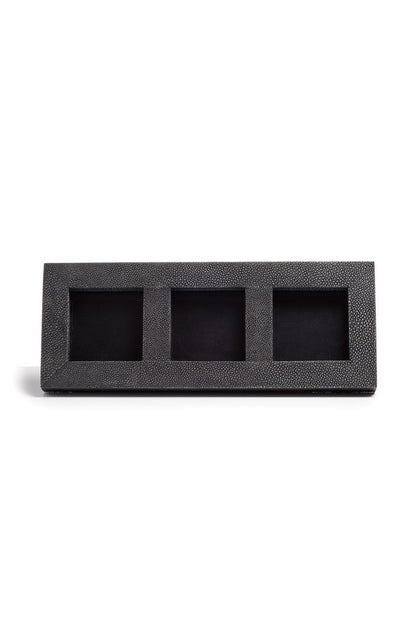 Buy Shagreen Triple Photo Frame in Black Online Black