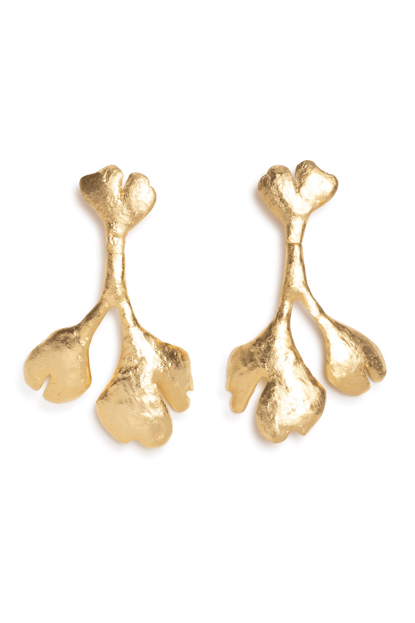 Buy Gold Plated Leaf Large Earrings in Gold Online Gold