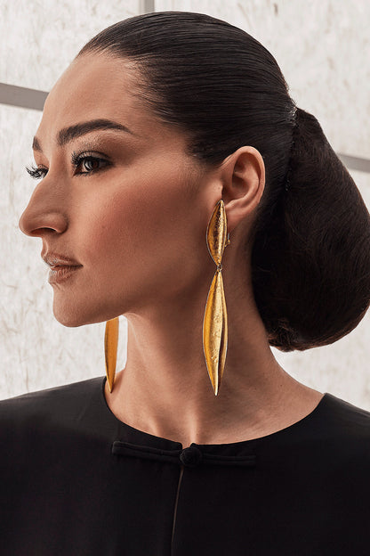 Buy Gold Plated Leaf Earrings in Gold Online Gold