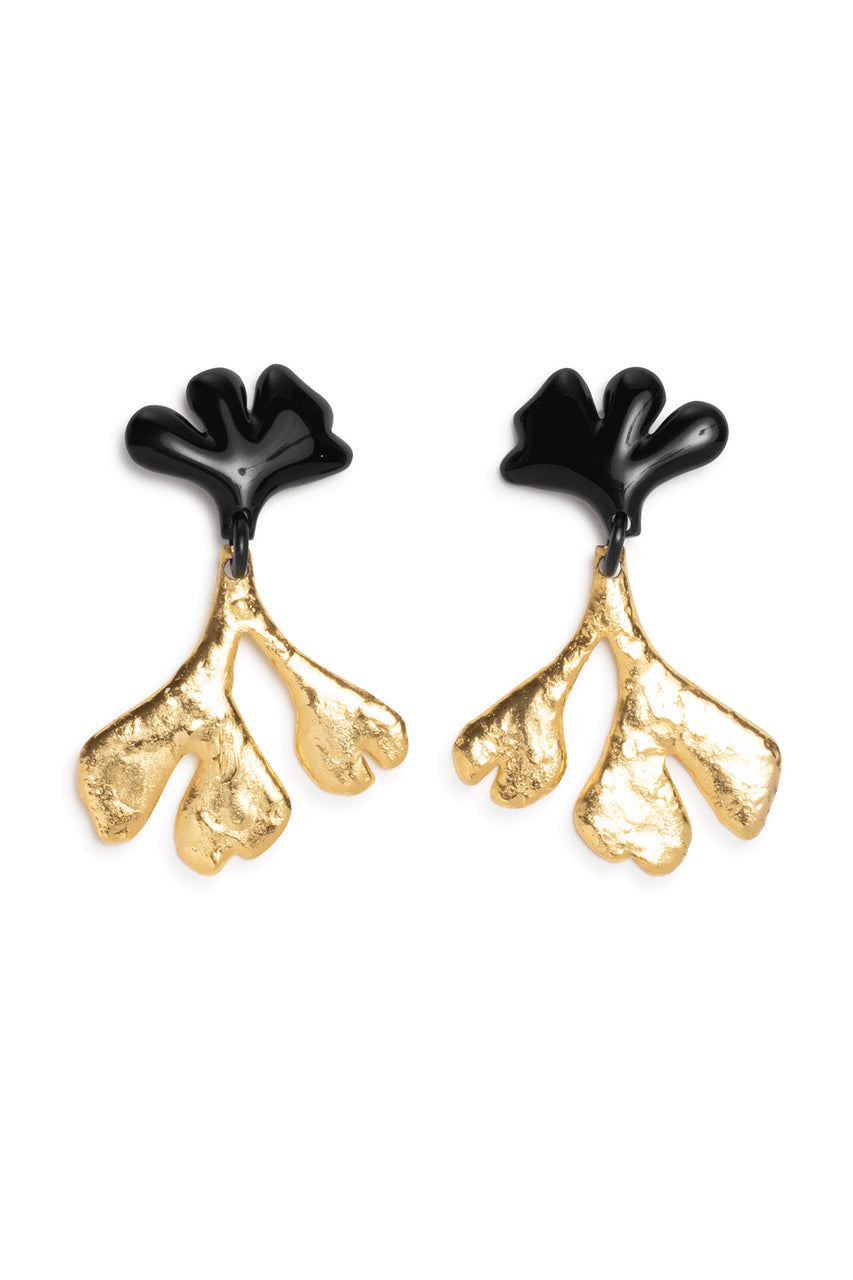 Buy Gold Plated Leaf Large Two Tone Earrings in Gold Online Gold