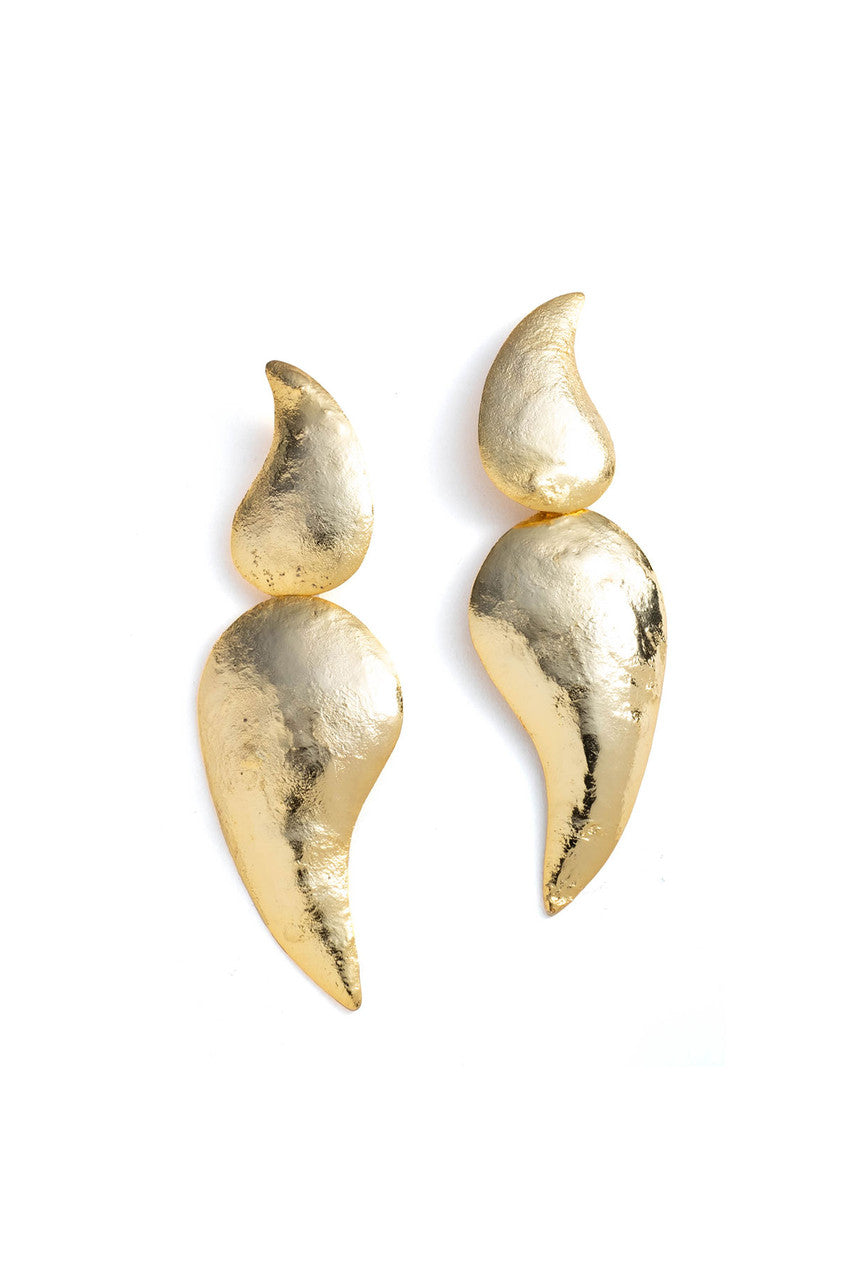 Buy Gold Plated Brass Two Teardrop Earrings in Gold Online Gold