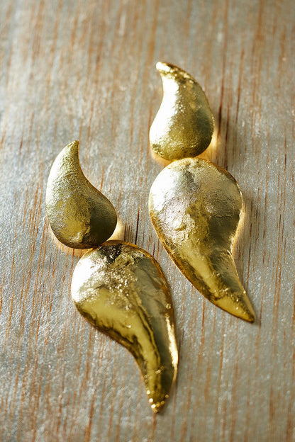 Buy Gold Plated Brass Two Teardrop Earrings in Gold Online Gold