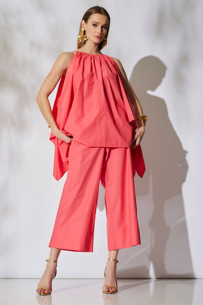 Techno Poplin Cropped Pants Vivid Coral