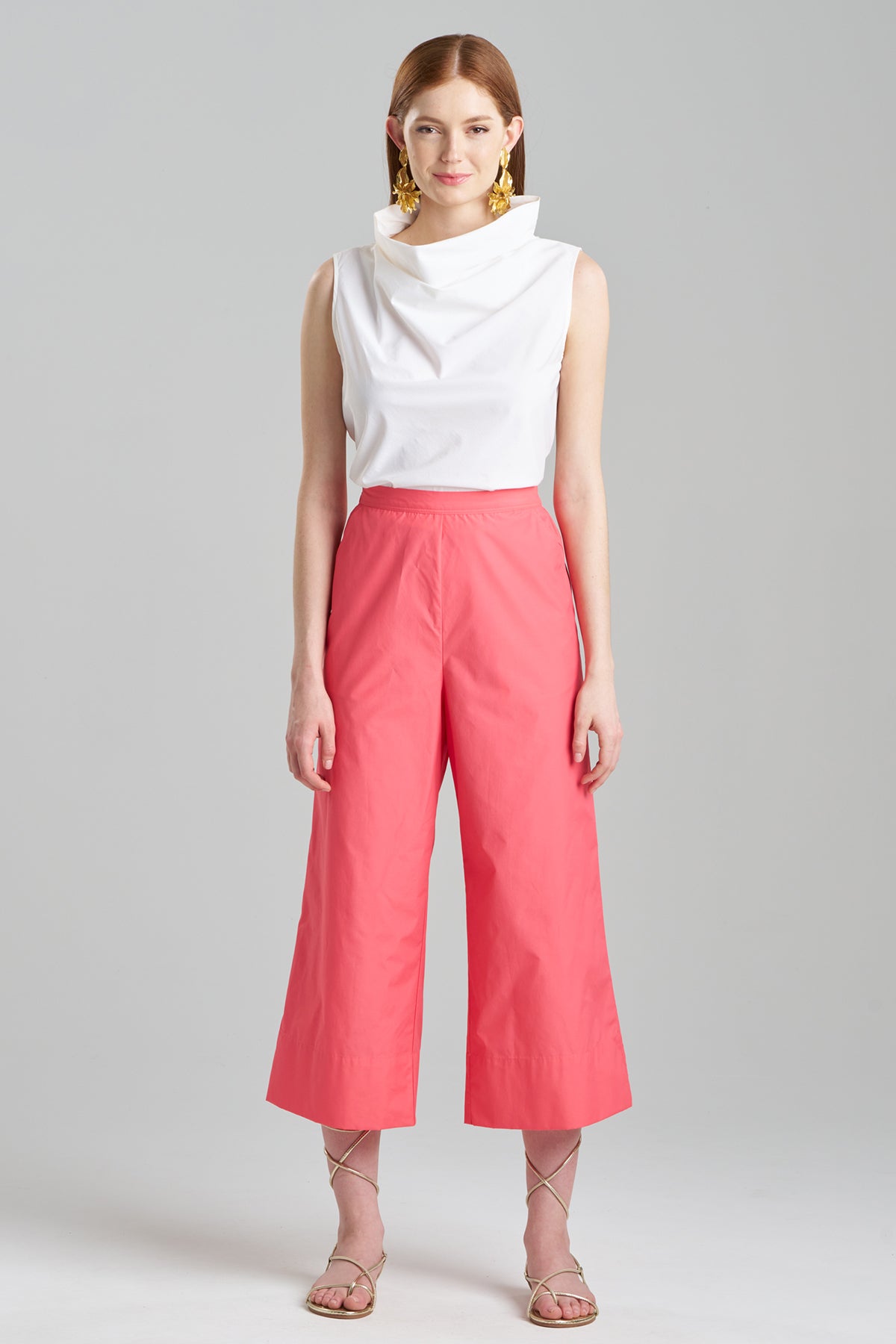 Techno Poplin Cropped Pants Vivid Coral