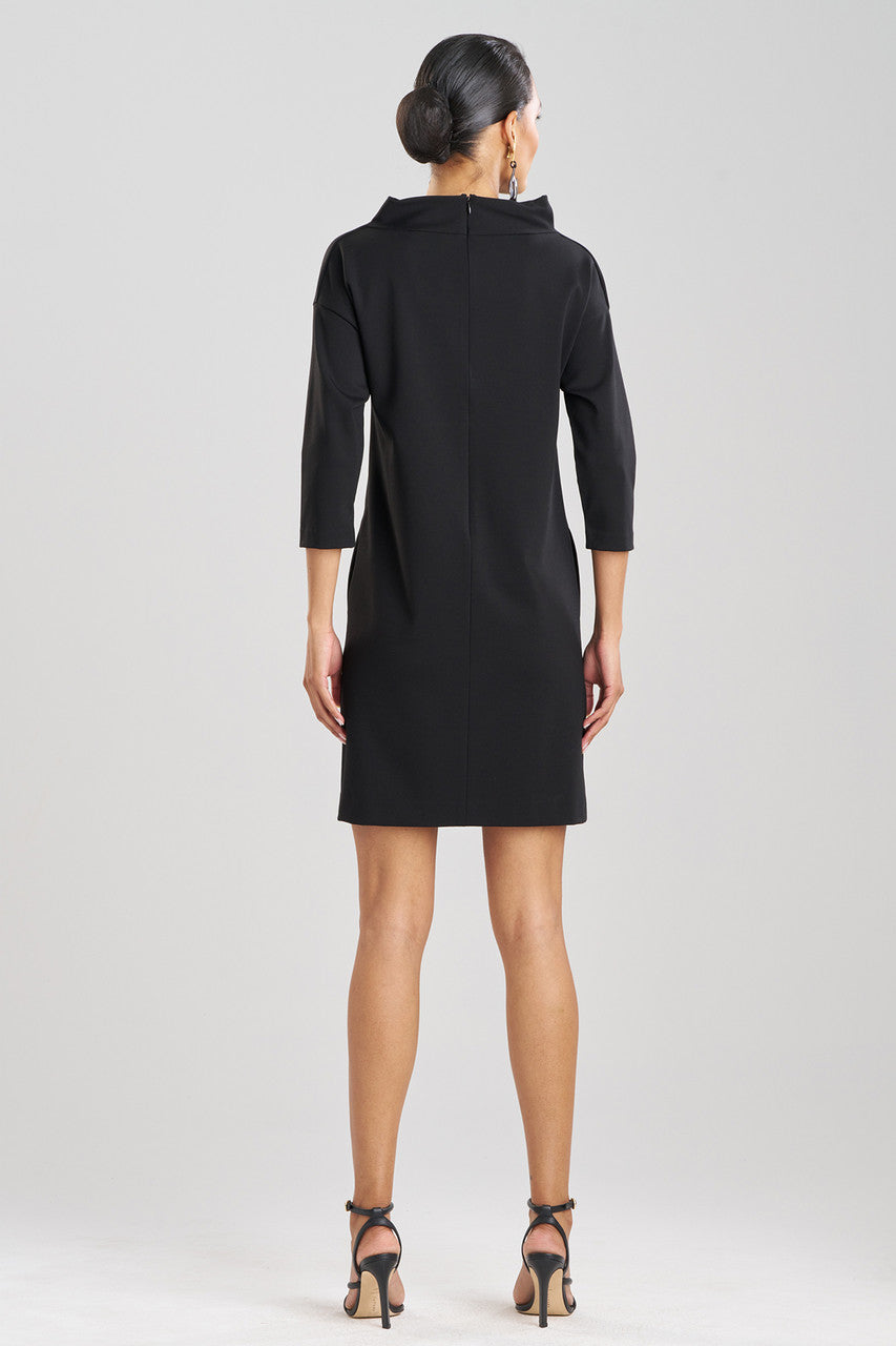 Buy Compact Knit Funnel Shift Dress in Black Online Black