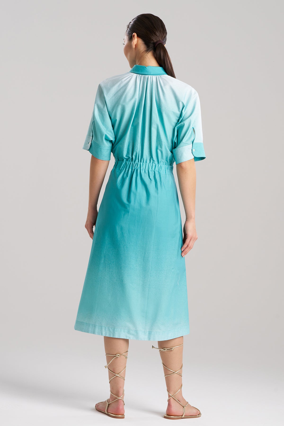 Akari Cotton Belted Dress Mizu Blue