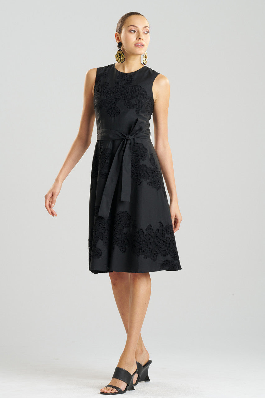 Buy Madeira Cutwork Embroidered Fit & Flare Dress in Black Online Black