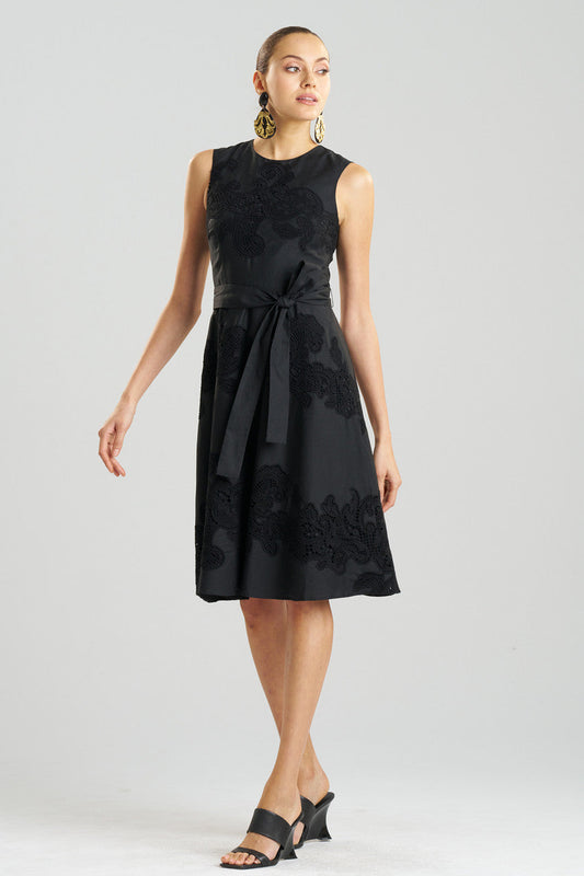 Buy Madeira Cutwork Embroidered Fit & Flare Dress in Black Online Black