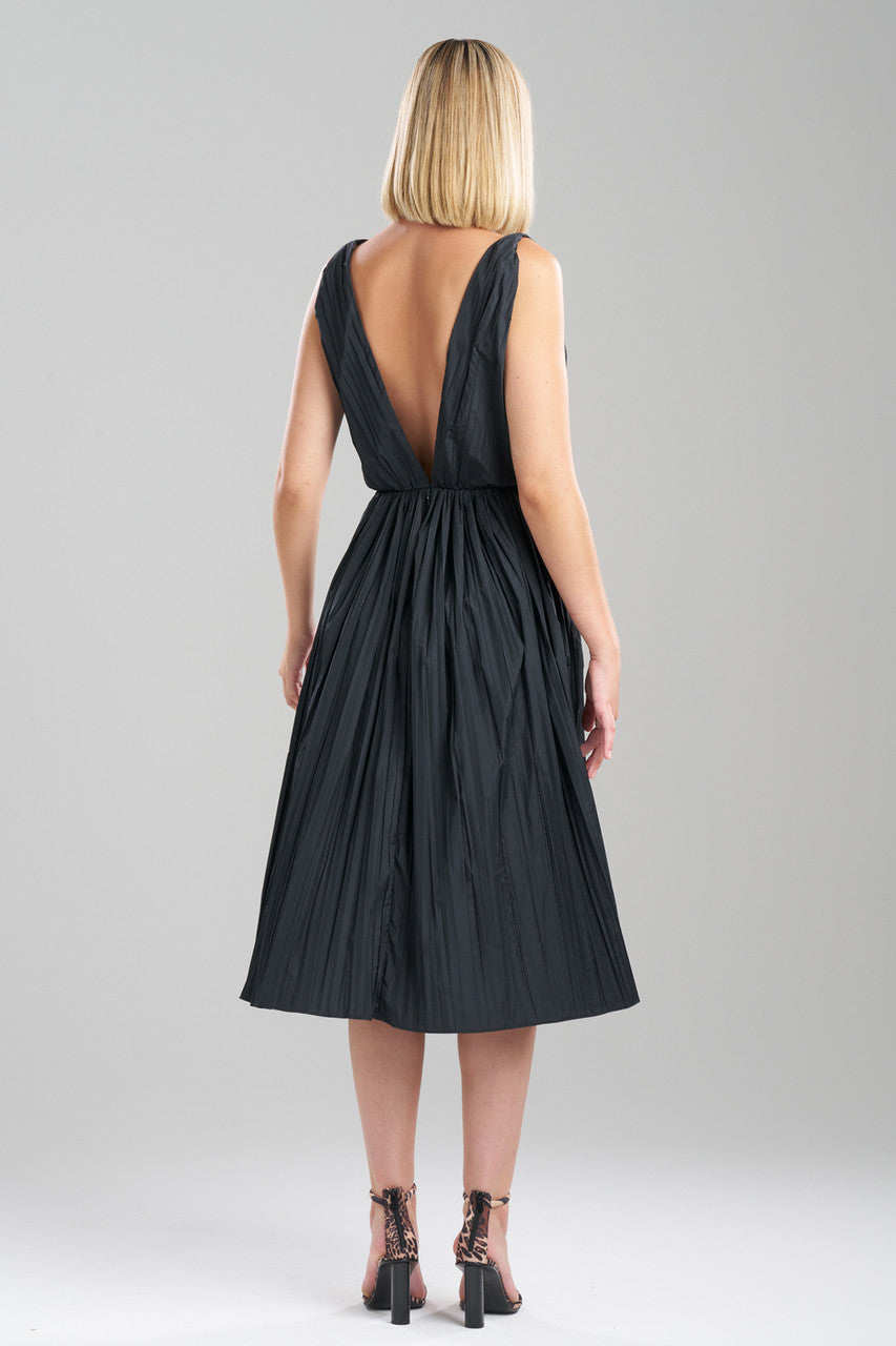 Buy Taffeta Plisse A-line Dress in Black Online Black