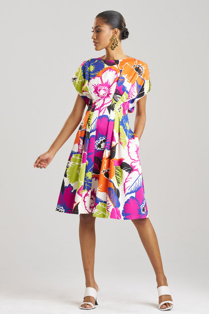 Buy Cote D'Azur Cotton Chino Fit & Flare Pleated Dress in Multi Online Multi
